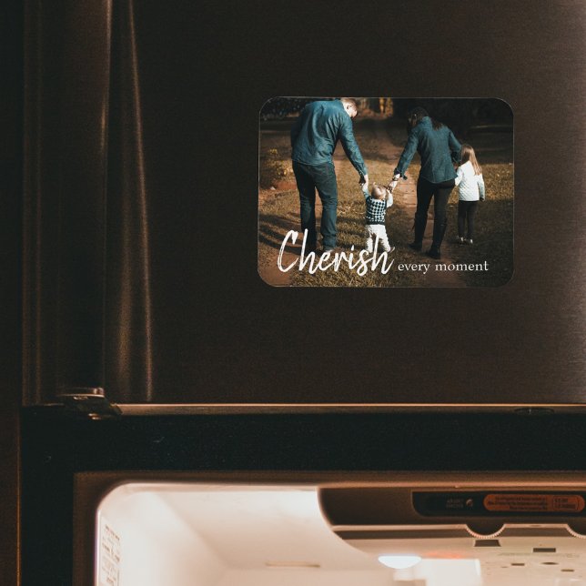 Cherish Varje ögonblick Quote Family Photo Magnet (Skapare uppladdad)