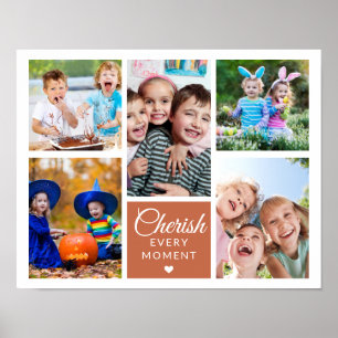 Cherish Varje ögonblick Terracotta 5 Photo Collage Poster