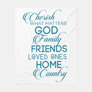 Cherish What Matters Teal Fleecefilt