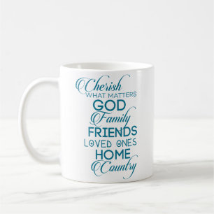 Cherish What Matters Teal Kaffemugg