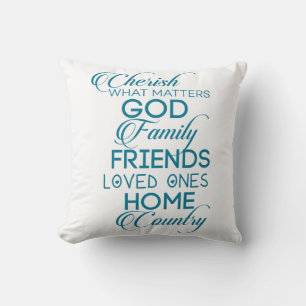 Cherish What Matters Teal Kudde
