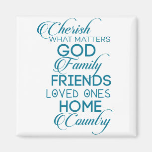 Cherish What Matters Teal Magnet