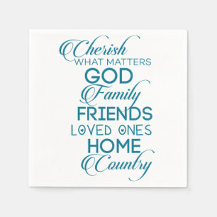 Cherish What Matters Teal Pappersservett