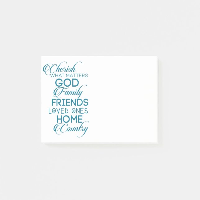 Cherish What Matters Teal Post-it Block (Framsida)