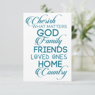 Cherish What Matters Teal Tack Kort