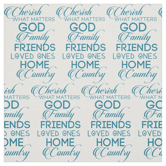 Cherish What Matters Teal Tyg (Provkarta)