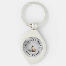 Cherished Cat Photo Memory Frame Art Swirl Silverfärgad Nyckelring