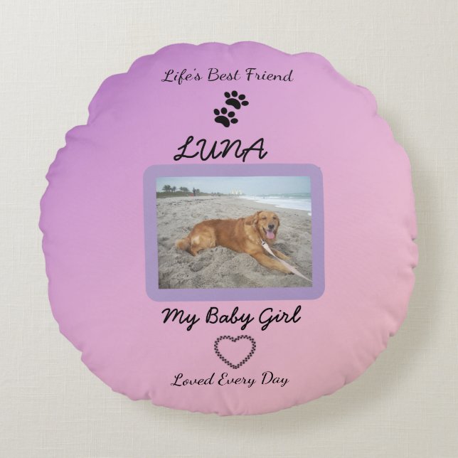 Cherished Companion Modern Pet Rund Kudde (Framsidan)
