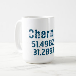 Chernihiv Ukraina Latitud & Longitud Distressed Kaffemugg