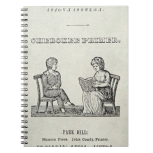 Cherokee abc-bok, 1845 (gravyr) anteckningsbok med spiral