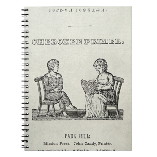Cherokee abc-bok, 1845 (gravyr) anteckningsbok med spiral (Framsidan)