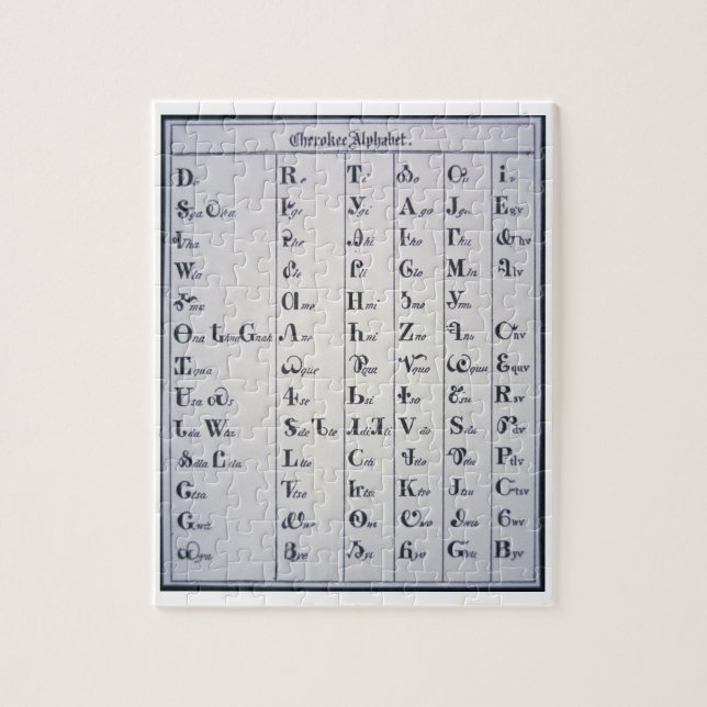 Cherokee alfabet som framkallas i 1821 (trycket) pussel (Vertikal)