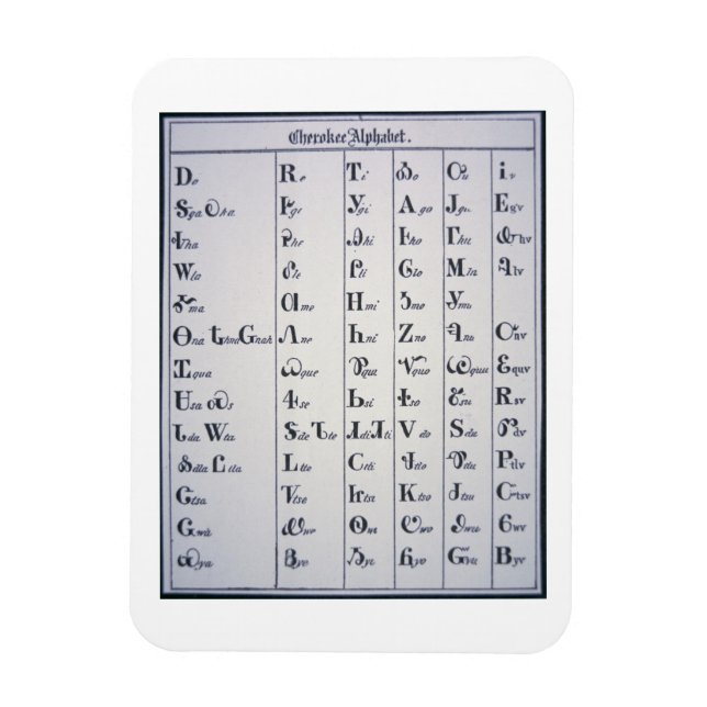 Cherokee Alphabet, utvecklad 1821 (tryckt) Magnet (Vertikal)