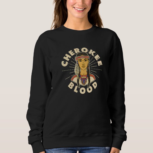 Cherokee Blood Proud Native American Woman Cheroke T Shirt (Framsida)