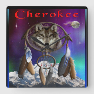 Cherokee Indian Fyrkantig Klocka