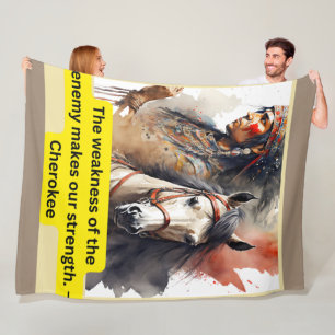 Cherokee Indian on Horse Fleecefilt