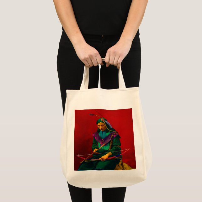 Cherokee Indian Pop Art Large Tote Bag Tygkasse (Framsida (produkt))