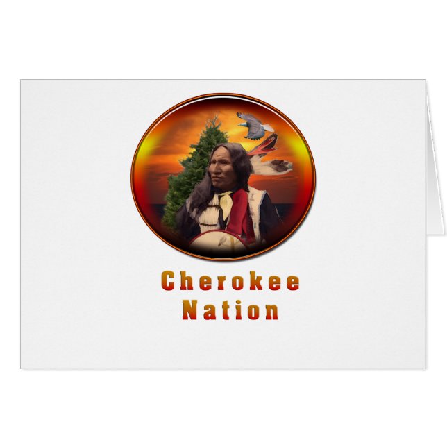 Cherokee indisk konst hälsningskort (Framsidan Horizontal)