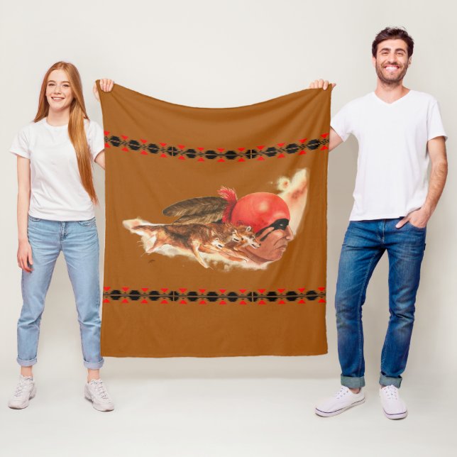 Cherokee indisk krigare för indianvargklan fleecefilt (På plats)