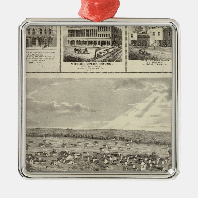 Cherokee Iowa, 1875 affärer i Centerville Julgransprydnad Metall (Framsidan)