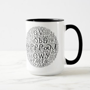 Cherokee mugg för kaffe för Syllabaryordmoln