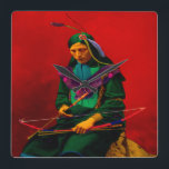 Cherokee Native American Pop Art Fyrkantig Klocka<br><div class="desc">Cherokee var en inhemsk amerikansk stambo i sydvästra Förenade Stater.</div>