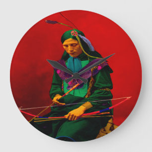 Cherokee Native American Pop Art Stor Klocka