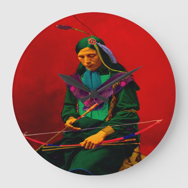Cherokee Native American Pop Art Stor Klocka (Framsida)