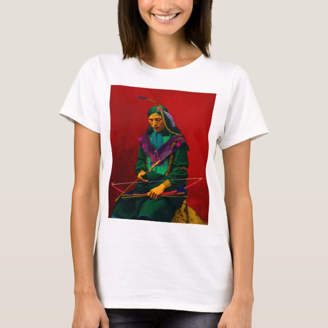 Cherokee Native American Pop Art T Shirt (Framsida)