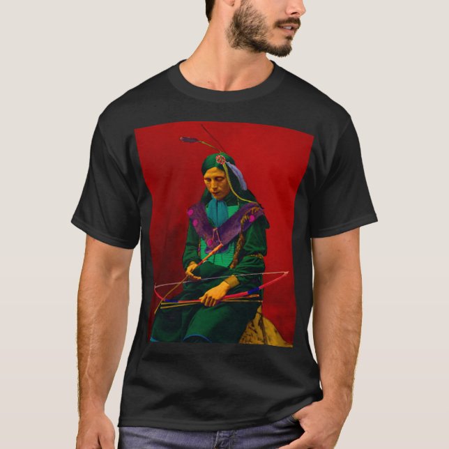 Cherokee Native American Pop Art T Shirt (Framsida)
