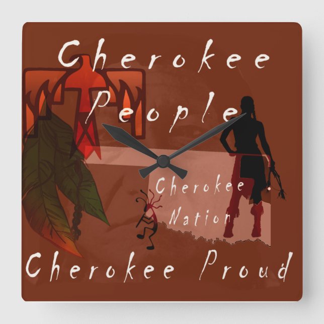 Cherokee People Fyrkantig Klocka (Framsida)