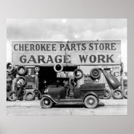 Cherokee reservdelshall, 1936. Gammalt foto Poster