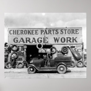 Cherokee reservdelshall, 1936. Gammalt foto Poster