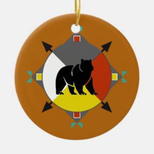 Cherokee riktningsprydnad för björn fyra julgransprydnad keramik