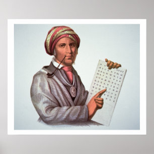Cherokee Scholar, Sequyah (1776-1843) (färg) Poster