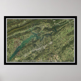 Cherokee Sjö Tennessee Satellite Poster Karta