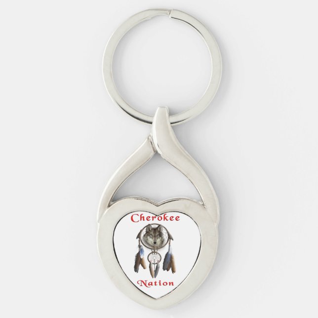 Cherokee Twisted Heart Silverfärgad Nyckelring (Framsidan)