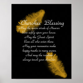Cherokee välsignelse Golden-ludder på svart Poster