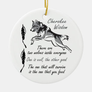 Cherokee vishet julgransprydnad keramik