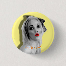 Cherrie Au Lait Retro Pinup Girl Vintage Badge Alt Knapp