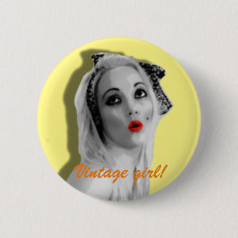 Cherrie Au Lait Retro Pinup Girl Vintage Badge Knapp