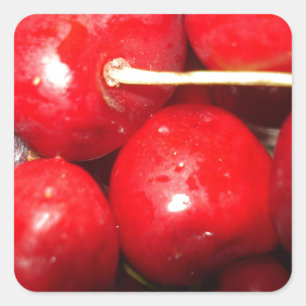 Cherries Art Photo Fyrkantigt Klistermärke