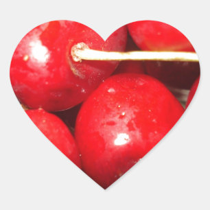 Cherries Art Photo Hjärtformat Klistermärke