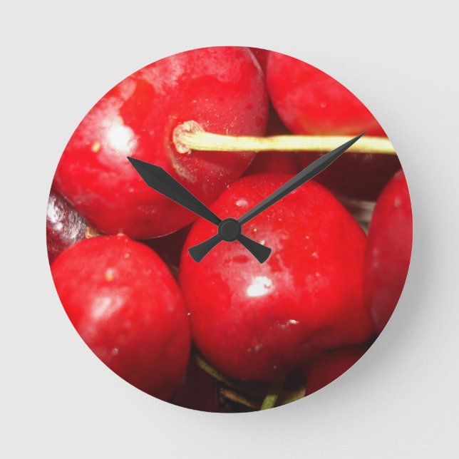 Cherries Art Photo Rund Klocka (Framsida)