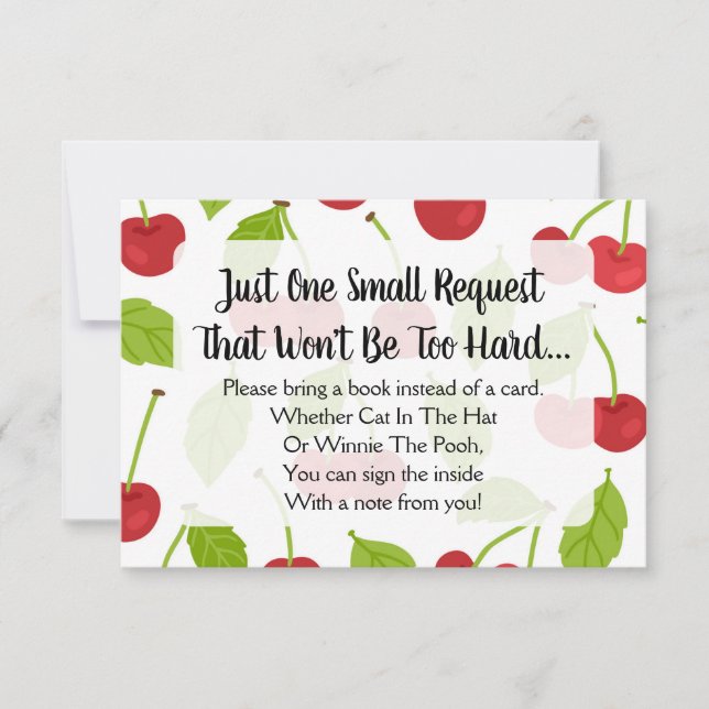 Cherries Baby Shower ger ett Bok Card Cherry Red Inbjudningar (Framsida)