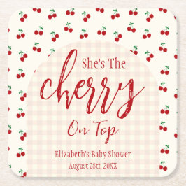 Cherries Baby Shower Underlägg Papper Kvadrat