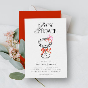 Cherries & Bow Martini Baby Shower Inbjudningar