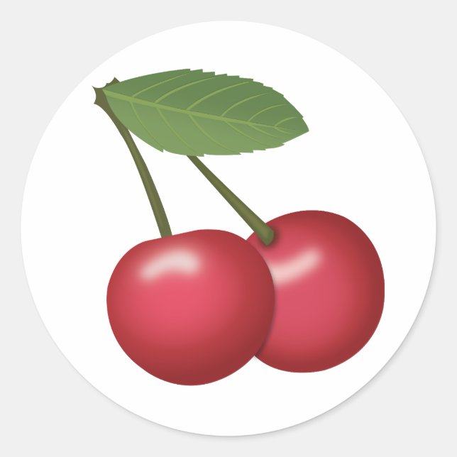 Cherries Emoji Runt Klistermärke (Framsida)
