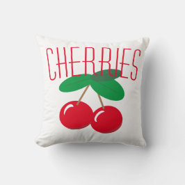 Cherries Fruit Red White Dekorativ kudde