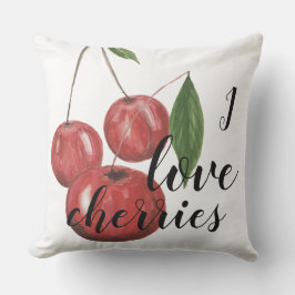 Cherries Illustration Watercolor Hand-målat Kudde